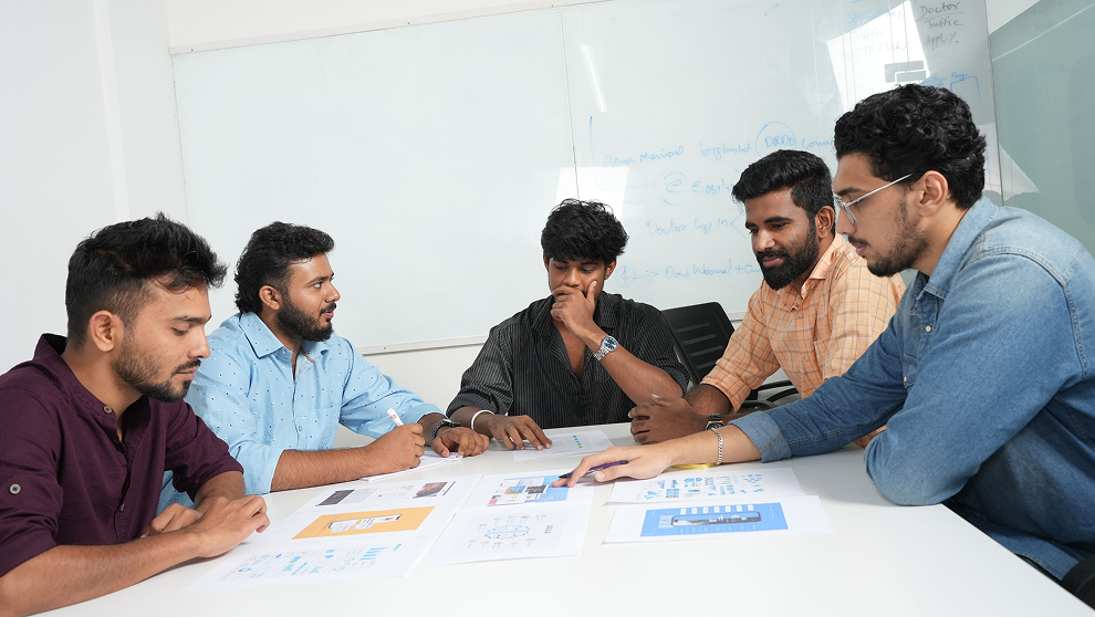 Team reviewing analytics and performance data